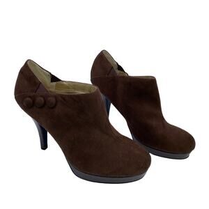 M.P.S. Triple Crown Women's Brown Almond Toe Platform Heeled Booties Size 9.5